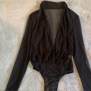 Long sleeve black meshed body suit size small